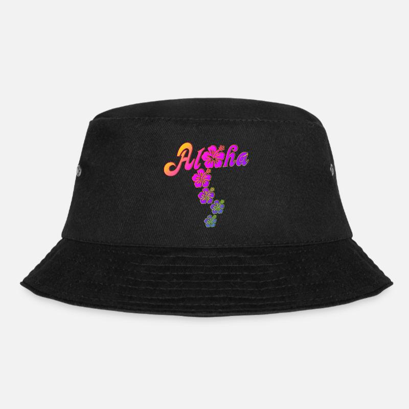 Aloha Hibiscus Blossoms - colored fill - Bucket Hat - Schwarz