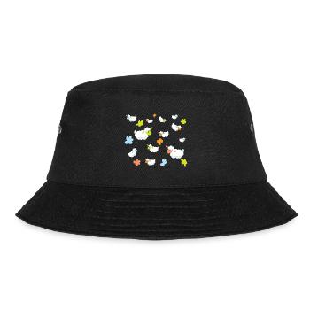bunte Schafe - niedliches Karikaturmuster für Kinder - Bucket Hat - Schwarz - Vorne - Lela (165cm)