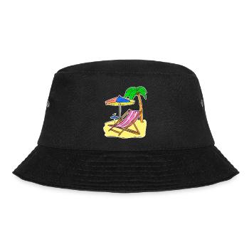 Sonne Meer Strand Sommer Palmen Entspannen Ferien - Bucket Hat - Schwarz - Vorne - Lela (165cm)