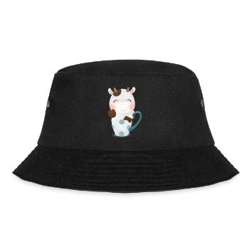 Cute cow looks out of a mug with stars - Bucket Hat - black - Front - Lela (165cm)