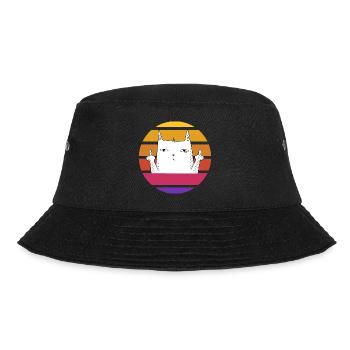 Vintage Katze mit Mittelfinger Retro Sonne Shirt - Bucket Hat - Schwarz - Vorne - Lela (165cm)