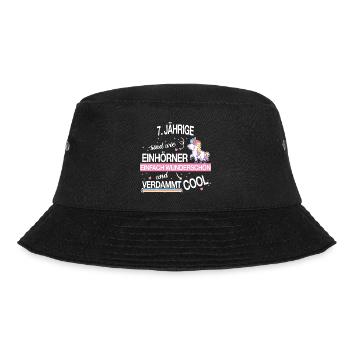 Geburtstag 7 Geburtstag Einhorn Spruch Party - Bucket Hat - Schwarz - Vorne - Lela (165cm)