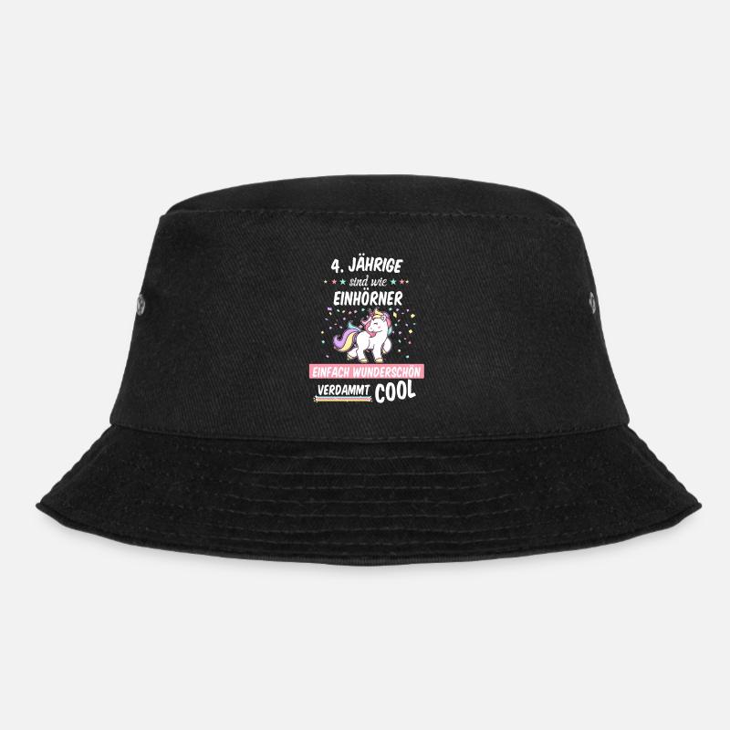 Geburtstag 4 Geburtstag Einhorn Spruch Party - Bucket Hat - Schwarz