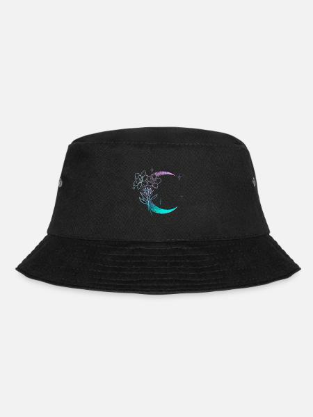 Mond mit Blumen dotwork tattoo - Bucket Hat - Schwarz
