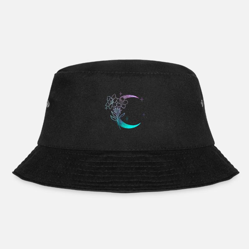 Mond mit Blumen dotwork tattoo - Bucket Hat - Schwarz