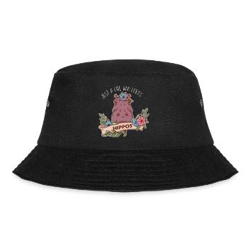Nur ein Mädchen, das Nilpferde liebt Nilpferd - Bucket Hat - Schwarz - Vorne - Lela (165cm)