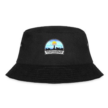 Yokohama Japan Skyline Vintage Sonnenuntergang Reise Souve - Bucket Hat - Schwarz - Vorne - Lela (165cm)