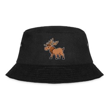 Elk Cartoon Illustration Kawaii For Kids - Bucket Hat - black - Front - Lela (165cm)