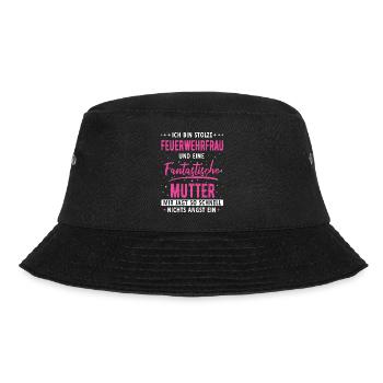 Feuerwehrfrau Feuerwehr Notruf 112 Beruf Spruch - Bucket Hat - Schwarz - Vorne - Lela (165cm)