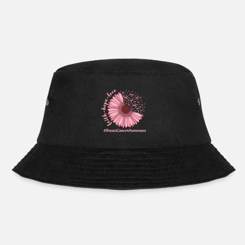 Brustkrebs Bewusstsein Rosa Blume - Bucket Hat - Schwarz