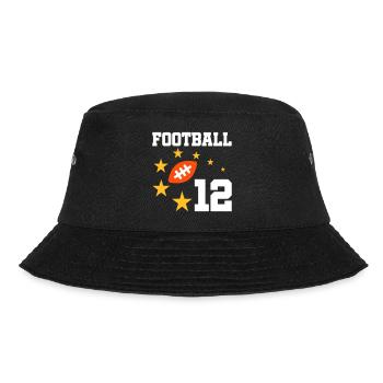 Football 12 (Football, Sterne) - Bucket Hat - Schwarz - Vorne - Lela (165cm)