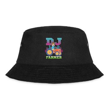 DJ Farmer Cat Farm Driving Tractor Music Funny - Bucket Hat - black - Front - Lela (165cm)