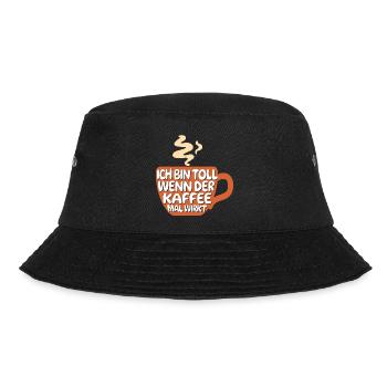 Cool Statement Kaffee Koffein Kaffeeliebhaber - Bucket Hat - Schwarz - Vorne - Lela (165cm)