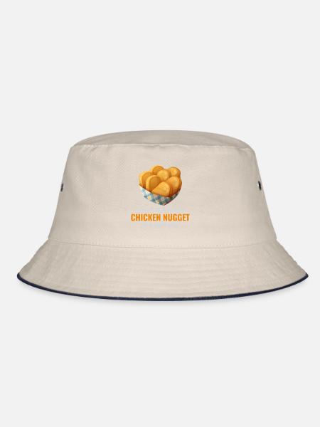 Chicken Nuggets Fast Food Lustiger Spruch - Bucket Hat - Natur/Navy - Vorne