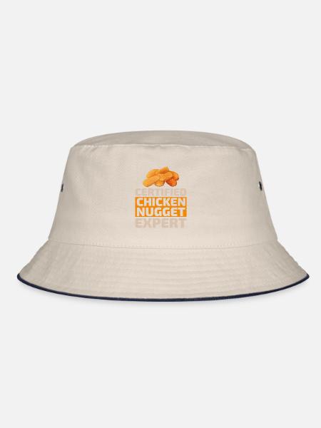 Chicken Nuggets Fast Food Lustiger Spruch - Bucket Hat - Natur/Navy - Vorne