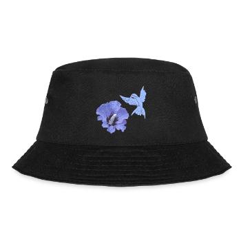 geschenke mit kolibris, Kolibrisilhouette Hibiskus - Bucket Hat - Schwarz - Vorne - Lela (165cm)