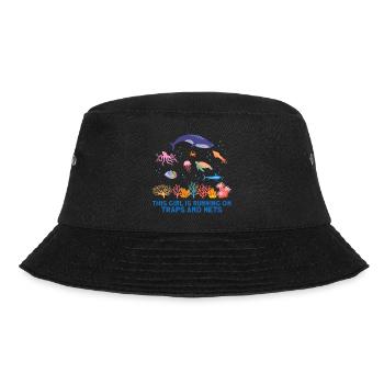 Girl Net Boat Marine Biologist Biology Ocean - Bucket Hat - black - Front - Lela (165cm)