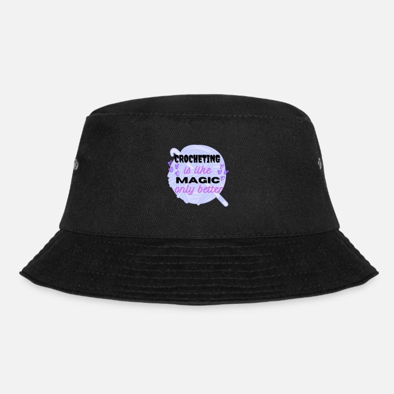 Crocheting is like Magic, only better lila Wolle - Bucket Hat - Schwarz
