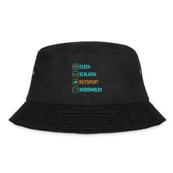 Essen. Schlafen. Reitsport. Wiederholen Design - Bucket Hat - Schwarz - Vorne - Lela (165cm)