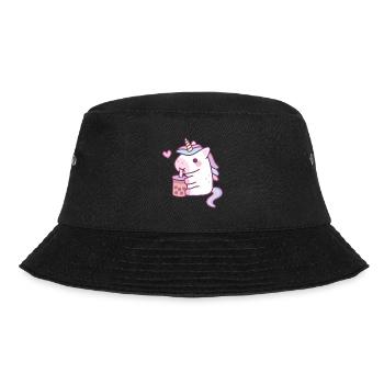 Cute Unicorn Loves Drinking Bubble Tea - Bucket Hat - black - Front - Lela (165cm)