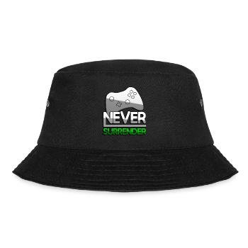 NEVER SURRENDER (Grün) + Controller - Gaming - Bucket Hat - Schwarz - Vorne - Lela (165cm)