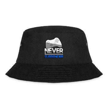 NEVER SURRENDER (Blau) + Controller - Gaming - Bucket Hat - Schwarz - Vorne - Lela (165cm)
