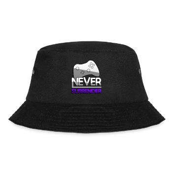 NEVER SURRENDER (Lila) + Controller - Gaming - Bucket Hat - Schwarz - Vorne - Lela (165cm)