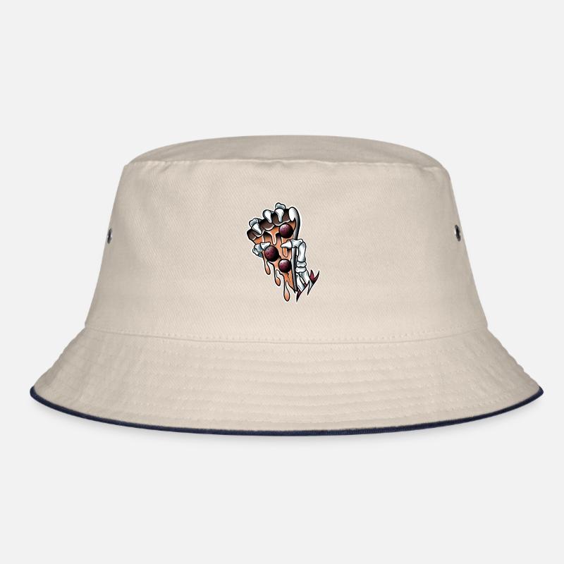Main skeleton Pizza chorizo old-school tattoo art Bucket Hat