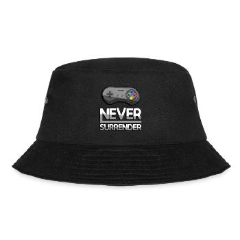 NEVER SURRENDER (Weiß) + SNES Controller - Gaming - Bucket Hat - Schwarz - Vorne - Lela (165cm)