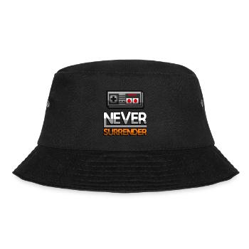 NEVER SURRENDER (Orange) + NES Controller - Gaming - Bucket Hat - Schwarz - Vorne - Lela (165cm)
