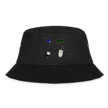 Retro Computer Diskette VGA Maus Arbeitsspeicher - Bucket Hat - Schwarz - Vorne - Lela (165cm)