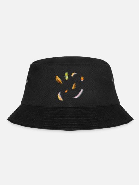 zarte kunterbunte Federn Symbol der Leichtigkeit - Bucket Hat - Schwarz
