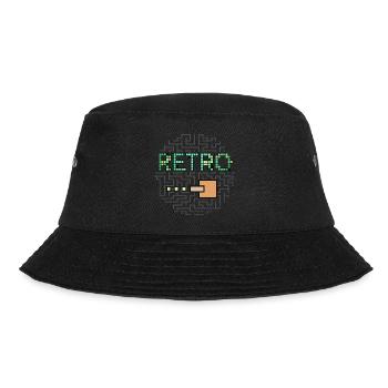 Retro Text & Maze Shooter Spiel - Bucket Hat - Schwarz - Vorne - Lela (165cm)