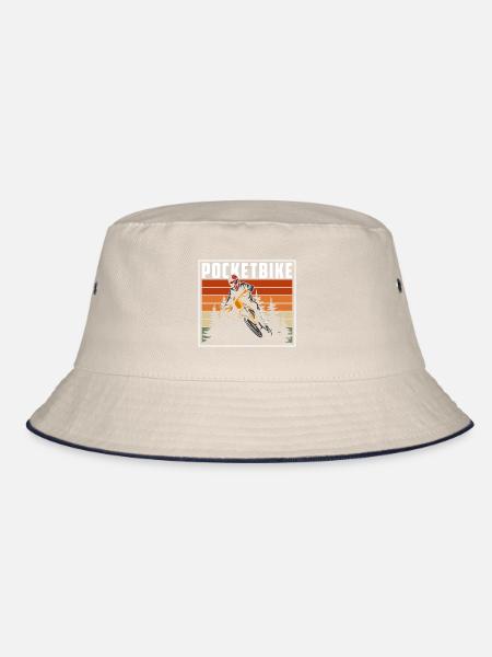Pocketbike Biker Zweirad Matsch - Bucket Hat - Natur/Navy - Vorne
