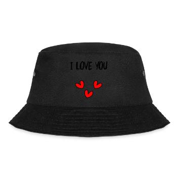 LOVE. I LOVE YOU. VALENTINE'S DAY. BACHELORETTE PARTY. I LOVE YOU. - Bucket Hat - black - Front - Lela (165cm)