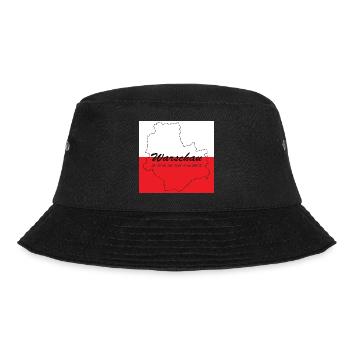 Warschau - Hauptstadt mit GPS-Koordinaten & Flagge - Bucket Hat - Schwarz - Vorne - Lela (165cm)