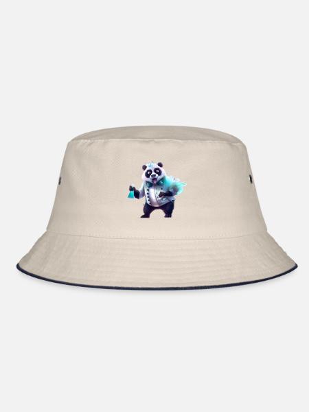 Panda scientist - Bucket Hat - ecru/navy - Front