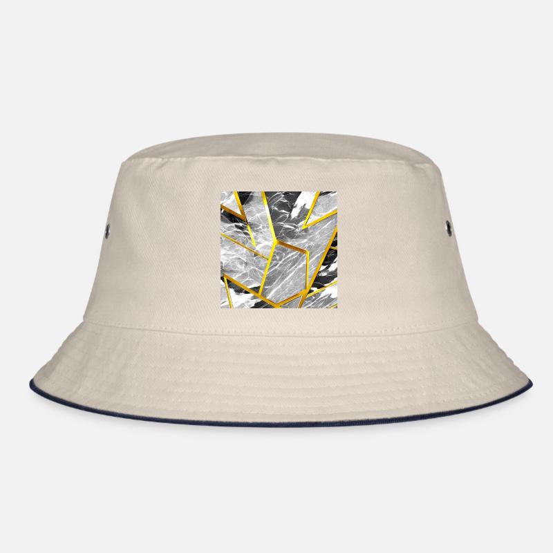 Marmor Schwarz-Weiß Gold Textur Bucket Hat