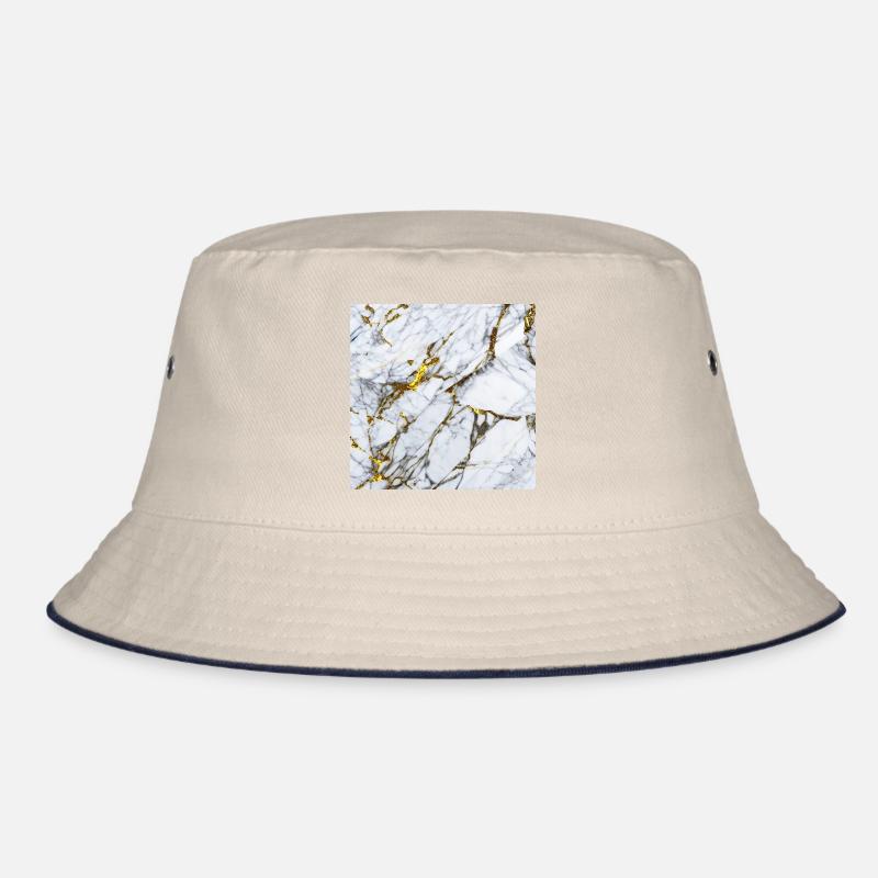 Marble White Gold Texture Bucket Hat