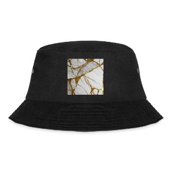 Marbling white-gold marble stone texture - Bucket Hat - black - Front - Lela (165cm)