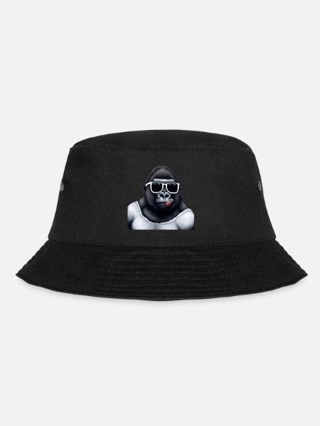 großer lustiger Gorilla mit cooler Sonnenbrille - Bucket Hat - Schwarz
