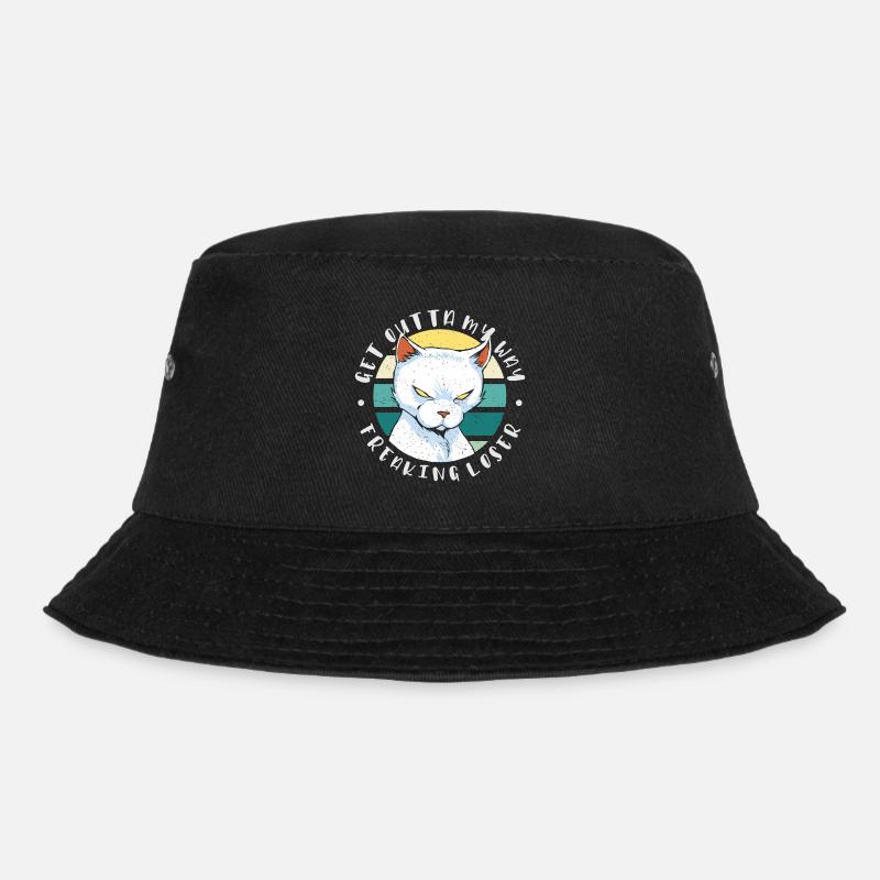 Get outta my way freaking loser, Moody Cat - Bucket Hat - black
