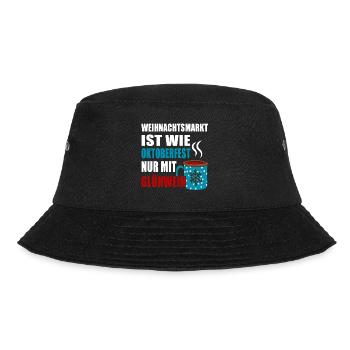Weihnachtsmarkt nur mit Glühwein - Bucket Hat - Schwarz - Vorne - Lela (165cm)