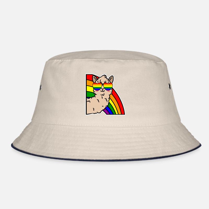 Rainbow Lgbt Cool Lama Equality Heart Bucket Hat