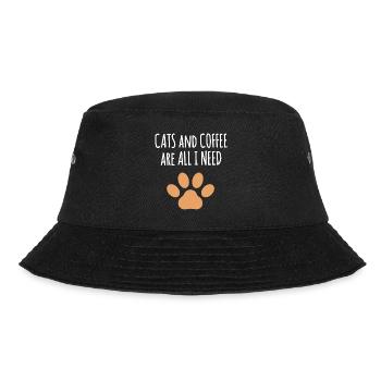 Katzen und Kaffee sind alles, was ich brauche : Kaffeekatzenzitat - Bucket Hat - Schwarz - Vorne - Lela (165cm)