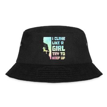 I Climb Like A Girl Try To Keep Up Bouldering Clim - Bucket Hat - Schwarz - Vorne - Lela (165cm)
