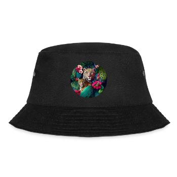 Leopard Dschungel Blumen - Bucket Hat - Schwarz - Vorne - Lela (165cm)