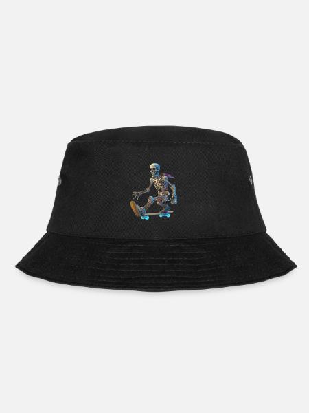 Skeleton Skateboarder - Bucket Hat - black