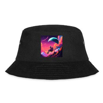 Paraglider im Synthwave Stil - Bucket Hat - Schwarz - Vorne - Lela (165cm)