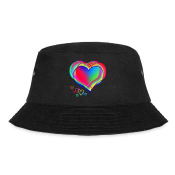 Heart Design Colorful Abstract Valentine's Day - Bucket Hat - black - Front - Lela (165cm)